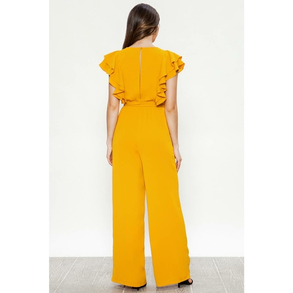 Mustard Ruffle Spring Jumpsuit - Picture 3 of 3